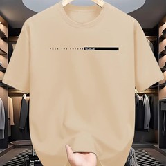 Men’s Summer Cotton Loose Fit Letter Print T Shirt Casual Tee Tshirt Casual Gift
