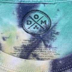 DOM Peace Sign Embroidered Tie Dye T-Shirt Men XL Multi Color Spiral Graphic Tee