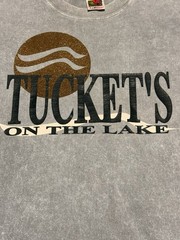 Tucket’s On The Lake Graphic T-shirt Fruit Of The Loom USA Blue Casual XXL Mens