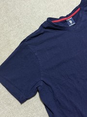 US Polo Assn Shirt Mens Large Navy Blue Red Embroidered Logo V Neck Tee Cotton