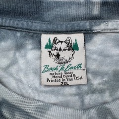 Vintage 90s Back to Earth T-Shirt Size 2XL Wolf Nature Tie Dye Long Sleeve *FLAW