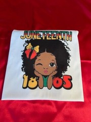 Hand Designed Size Small Sublimation Designed “Juneteenth ” Polyester T-Shirt