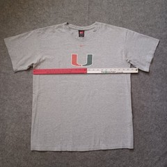 Vtg Nike University Of Miami T Shirt Mens L Gray Graphic Football Short Sleeve
