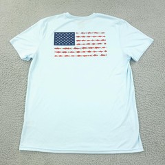 Vapor Apparel Shirt Mens Large Blue USA Flag Patriotic Fish Graphic UPF 50+
