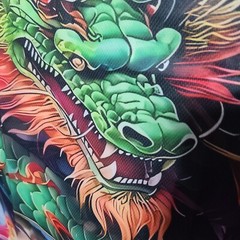 Menacing Dragon Multi-Colored T-Shirt Size XXL 2-Sided 100% Polyester.