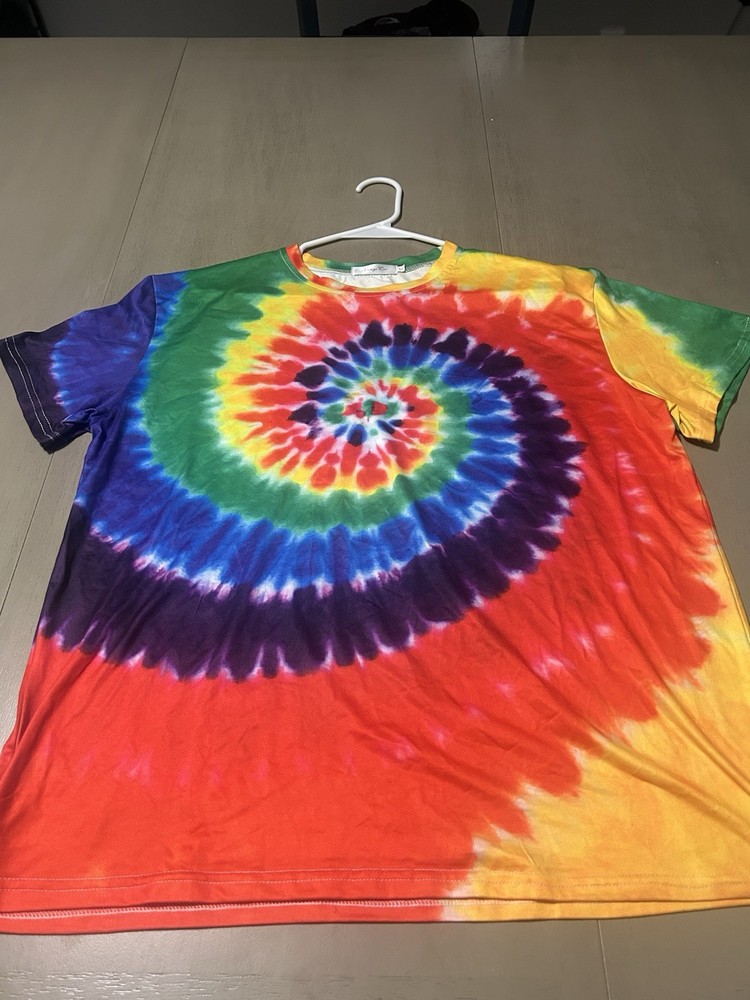 Tie Dye T Shirt Mens Large Rainbow Spiral Festival Hippie Graphic Tee