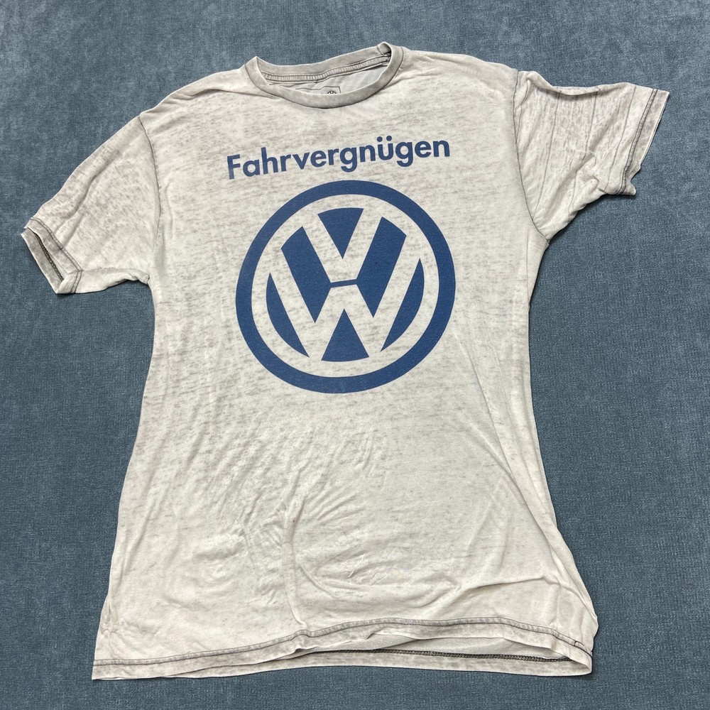 Volkswagen T Shirt Mens Large Gray Fahrvergnügen Graphic Logo Casual Crew Neck