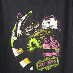 Beetlejuice Black Short Sleeve T-shirt Neon Design 100% Cotton Mens Size L