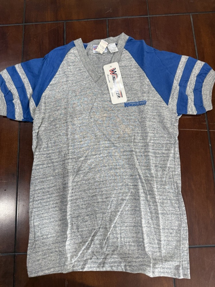 NWT Vintage 1970s Windbreaker Men’s L Heathered V-Neck Short Sleeve T-Shirt
