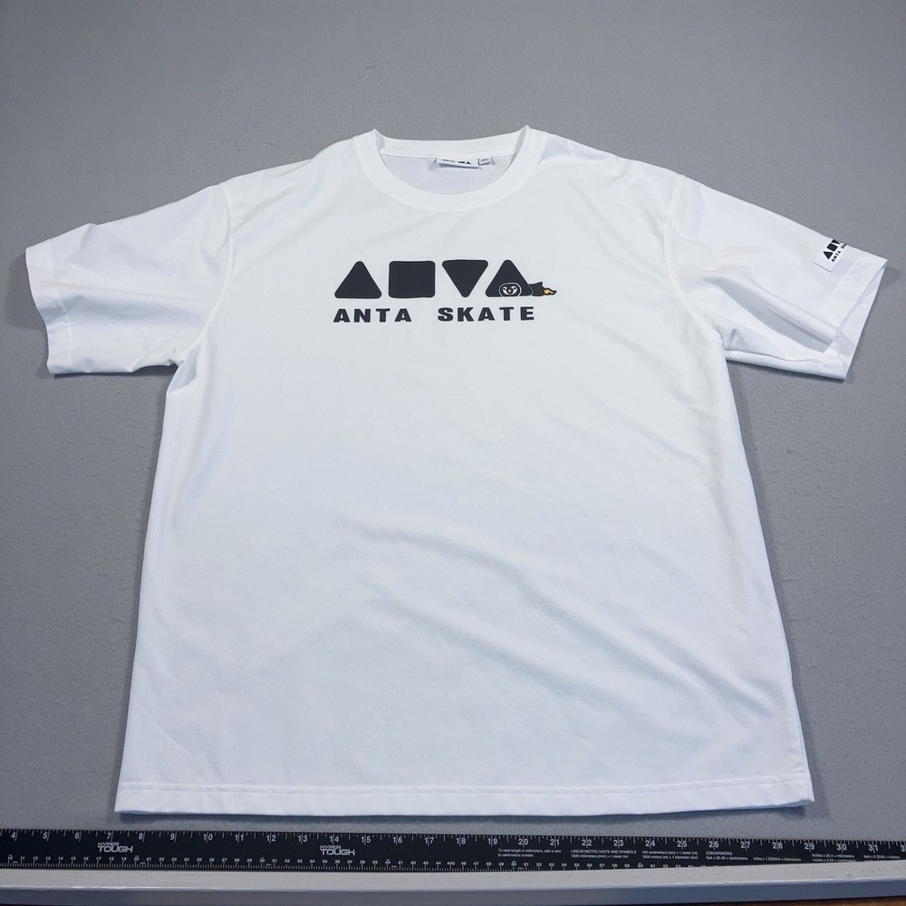 Anta Skate Mens T-Shirt Size 2XL White Short Sleeve Spell Out On Front