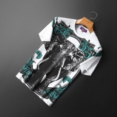 New Fashion Elephant Rhinestone Summer Short Sleeve Luxury Men Trend T-Shirt