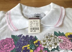 Vintage 90s Polo Shirt floral heart Women’s size Medium NWT Filene’s white pink
