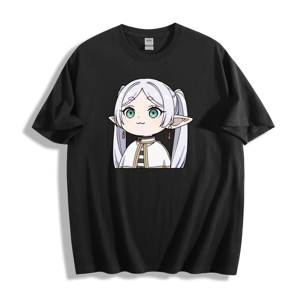 Chibi Frieren Close-Up T-Shirt – Cute Anime Character Design Unisex Tee