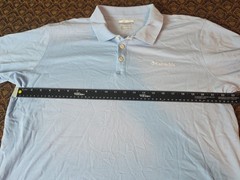 Columbia Men’s Size Large Baby Blue Short Sleeve Polo Shirt – White Stitched