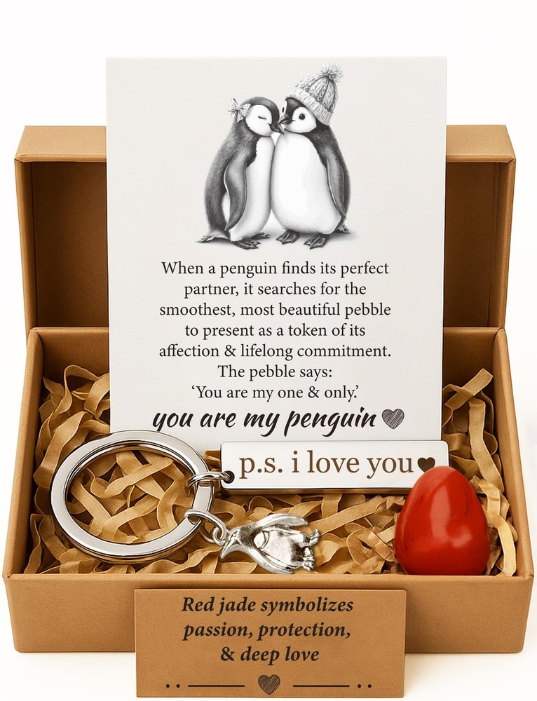 Anniversary Penguin Gift Box Set for Her or Him Romantic Keepsake for Girlfr…