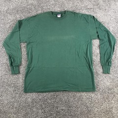 Vintage Russell Athletic Shirt Mens XL Forest Green Long Sleeve Crew Neck Cotton