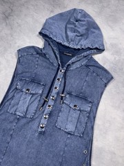 BALMAIN PARIS SS16 by Rousteing Men`s Archive Runway Y2K Hooded Sleveless Shirt