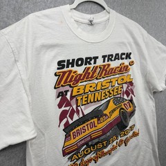 Bristol Tennessee Racing Shirt Mens XL White Short Track Night Race 2007 NASCAR