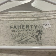 Faherty Cloud Cotton Henley Large Oatmeal Heather Grey Long Sleeve Pima Modal