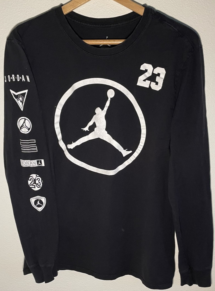 Air Jordan Jumpman 23 MJ Basketball Long Sleeve Graphic T-Shirt Black – L