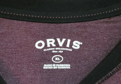 Orvis Classic Mens Raglan Tshirt Size XL Maroon Red Black Pullover Long Sleeve