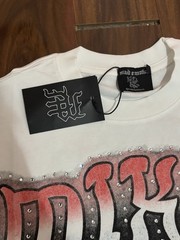 Mixed Emotion Logo Graphic Print Studded Crew Neck T-Shirt White S