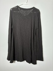 ATM Long Sleeve Linen Henley Shirt Men’s Large Black Minimalist