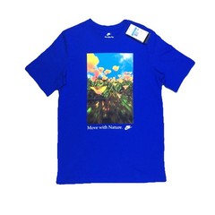 The Nike Tee Move with Nature Mens Blue Size Medium Tall Graphic T-Shirt