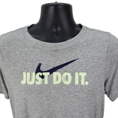 Vintage 80s Nike Just Do It Graphic T-Shirt Mens Small Gray Swoosh Logo Blue Tag