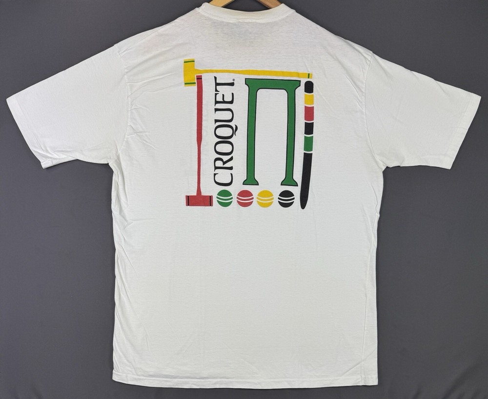 Vintage 90’s Croquet White Shirt Promo Sports XL Color Rare Game Art