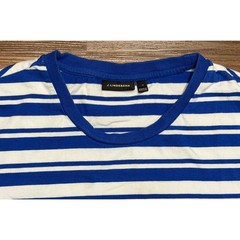 J.Lindeberg Charles Plain Stripe Crewneck T-Shirt Mens Blue White “SMILE” Sz M