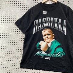 NEW UFC Hasbulla Shirt Mens Medium Black Short Sleeve Magomedov NWT 21×27.5