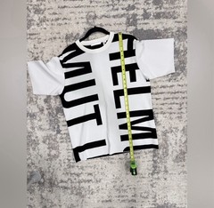 Helmut Lang White and Black Short Sleeve Logo Tee
