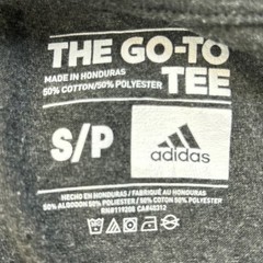 Adidas Logo Mens Small Black Gold PolyCotton Short Sleeve Crew Neck Tee Shirt
