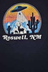 Mad Engine Mens Roswell, NM Funny Alien Vintage Graphic Black Shirt New S-2XL