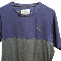 Vtg Y2k Abercrombie & Fitch Mens L Colorblock Tri Color Tee T Shirt Moose Preppy