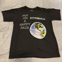 Travis Scott Black T Shirt Mens Large Astroworld 2018 Put On A Happy Face
