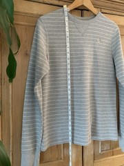 Ditch Plains Gray Striped Cotton Polyester Thermal Crew Neck Shirt | Men’s Sm***