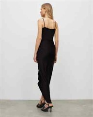 All Saints Womens Draped Midi Dress Sleeveless Slim Square Neck Gathered Skirt