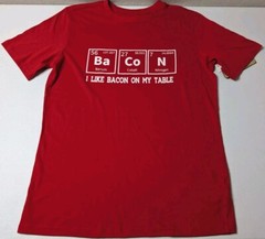 Seven Oaks T Shirt Men’s M Red Graphic I Like Bacon On My Table Funny Quote