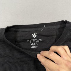 Rocawear Shirt Mens Big 4X Black Long Sleeve Thermal Waffle Knit Logo Tall