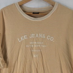 Lee Shirt Mens Size L Beige Stripe Jeans Co Logo Graphic T-Shirt Casual 137037
