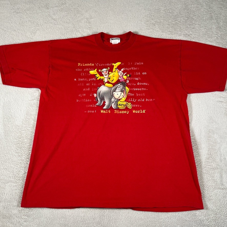 Vintage Disney Winnie The Pooh Friends T-Shirt Men’s Size XL Red Made In USA 90s