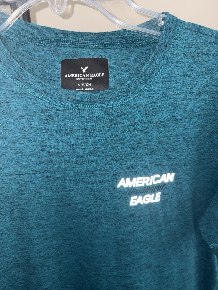 American Eagle Outfitters Men’s Teal Logo Crew Neck Short Sleeve Knit T-Shirt S