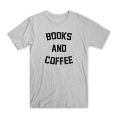 Books and Coffee Print T-Shirt Premium Soft Cotton Crew Neck Funny Tee Gift NEW
