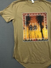 Chill Vibes Faction T Shirt Adult M Med Brown Palm Tree Side Zippers Graphic Men