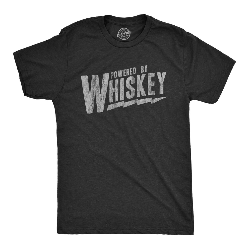 Mens Powered By Whiskey T Shirt Funny Sarcastic Drinking Vintage Retro Graphic