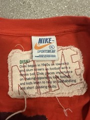 Vintage Nike Sportswear Diski Mens XL Red Ombre Graphic Soccer Raglan Crew Tee