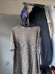 Percival Blue and Orange with Dynamic Pattern Knit Textured T-shirt tee size m