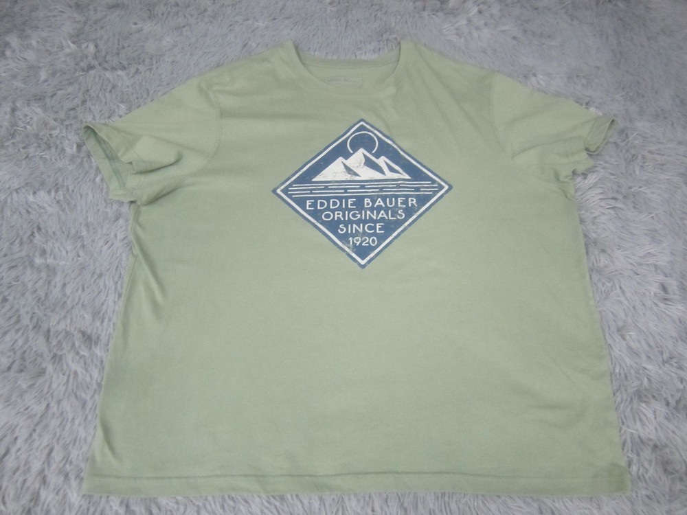 Eddie Bauer Shirt Mens 2XL Green Originals Since 1920 Mountain Graphic Tee